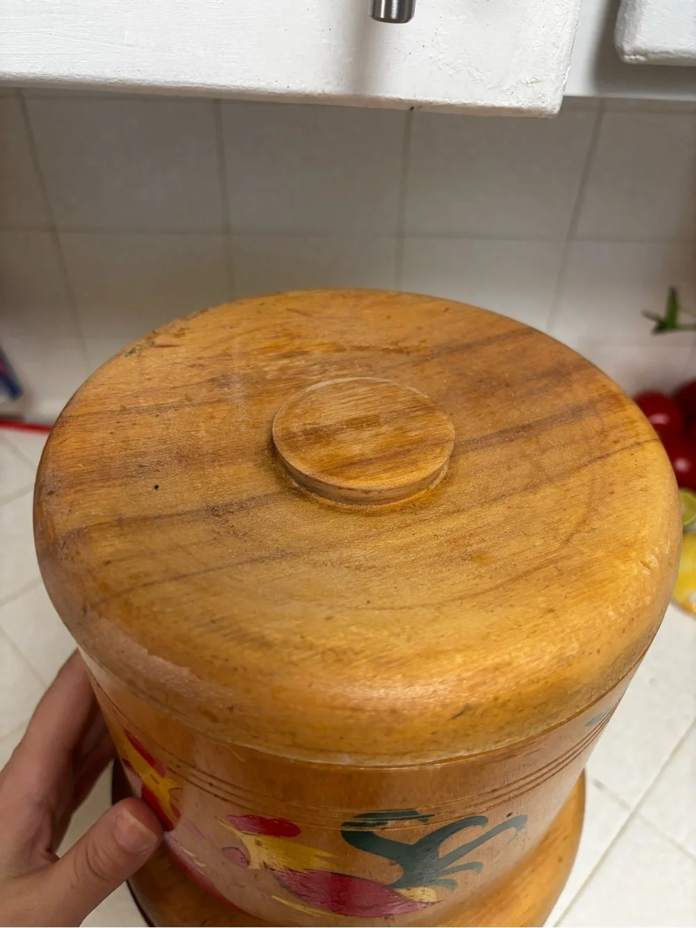Wooden Rooster Canister Set of Two